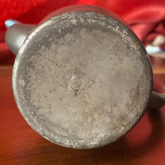 Vntg Pewter Coffee Tea Pot Server Service Lidded Gooseneck Spout Pitcher Hinged - Picture 9 of 10